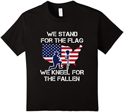 Kids Stand For The Flag - Kneel For The Fallen Veteran T-Shirt 12 Black