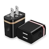 Costyle 2-Pack 5V/2.0Amp Dual USB 2-port Easy Grip Home Travel Wall Charger Adapter for iPhone 6 6S Plus SE 5 5S 4S, S7 S6 edge, Tablet, GPS, PDA and Most Device(Gold+Rose Gold)