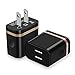 Costyle 2-Pack 5V/2.0Amp Dual USB 2-port Easy Grip Home Travel Wall Charger Adapter for iPhone 6 6S Plus SE 5 5S 4S, Samsung Galaxy S7 S6 edge Note 5, Tablet, GPS, PDA and Most Device(Gold+Rose Gold)
