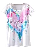 KaiTingu Women's Short Sleeve Heart Love Graphic Print Vintage T Shirt