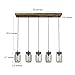 LNC Farmhouse Mason Jar Chandelier, 5-Light Adjustable Rustic Pendant Chandeliers Hanging Light Fixture for Kitchen Island and Dining Room Brown
