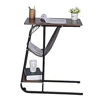 C-Shaped Computer Desk - Home Office Desk Overbed Table With Wheels - Simple Lazy Computer Desk - Bed Side Table Laptop Desk for Home Office - Bamboo Snack Table Sofa Couch Coffee End Table (Coffee)
