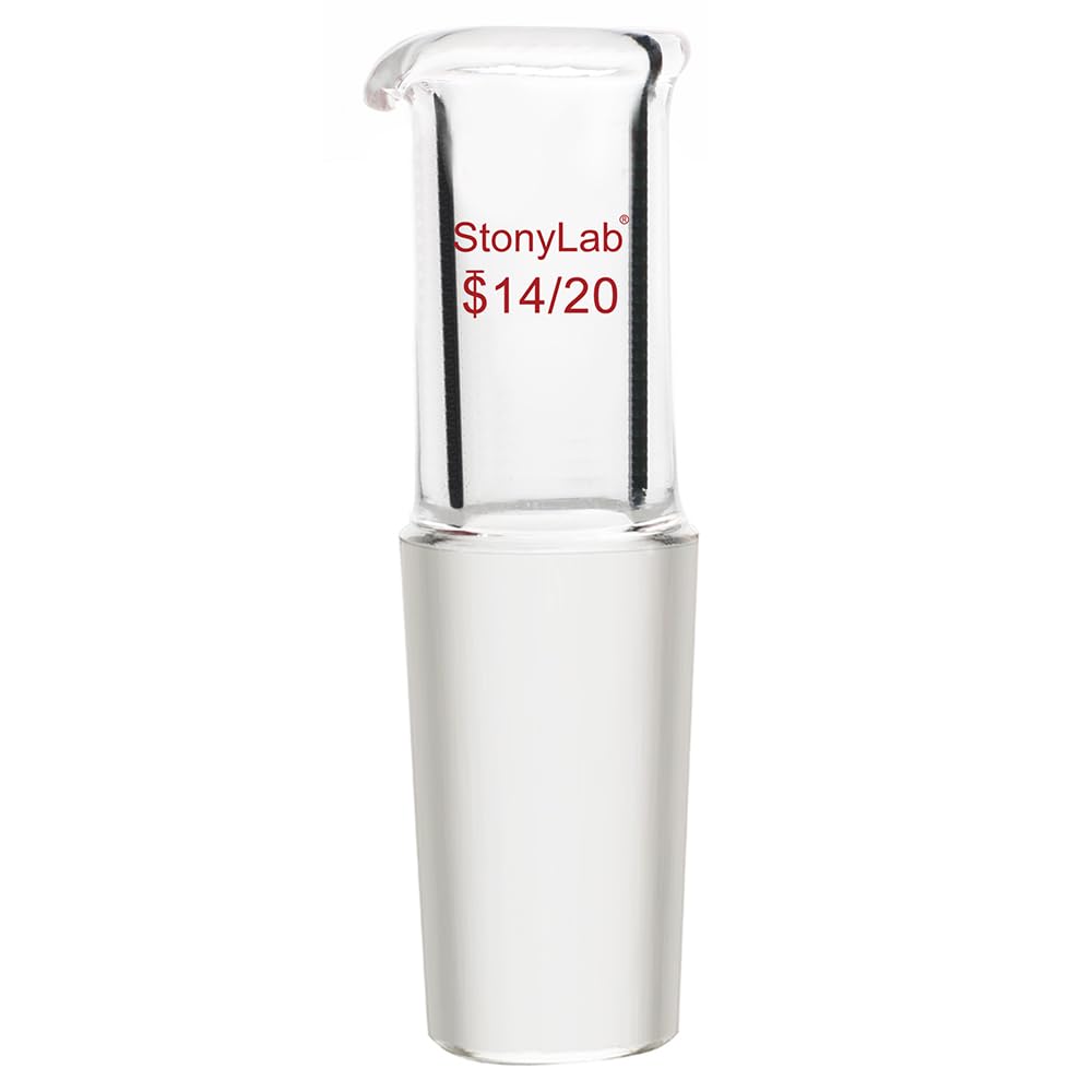 stonylab Borosilicate Glass Liquid Pourout Adapter, with 14/20 Inner Joint, for Laboratory Applications