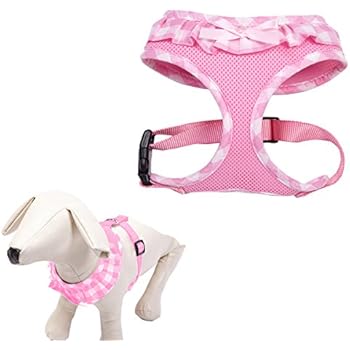 EXPAWLORER Checkered Frills Fashion Puppy Harness for Pets Dog & Cat, Pink Medium