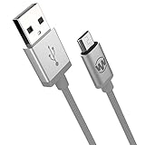 Micro USB Cable by Wanshine, Nylon Braided USB 2.0 A-Male to Micro B Cable, 3.3 Feet (1 Meter) - Silver