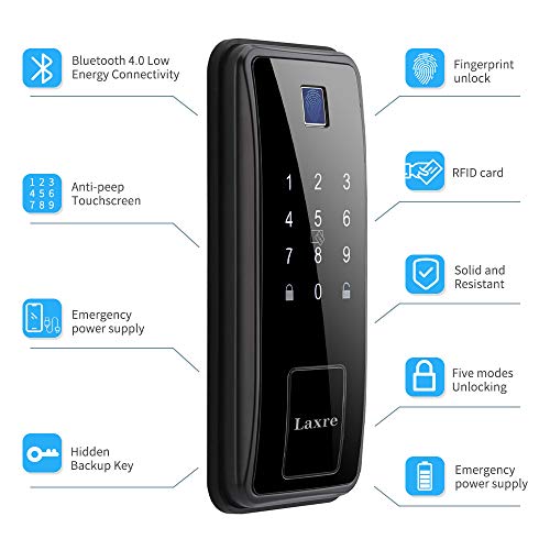 Laxre Fingerprint Smart Door Lock, Entry keyless Front Door Lock , biometric Door Lock deadbolt, One-Touch Bluetooth… - Image 3
