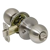 Pro-Grade Round Ball Privacy Door Knob Bed and Bath Handle, Satin Nickel