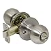 5 Pack of Pro-Grade Round Ball Privacy Bed Bathroom Door Knobs Handles, Satin Nickel