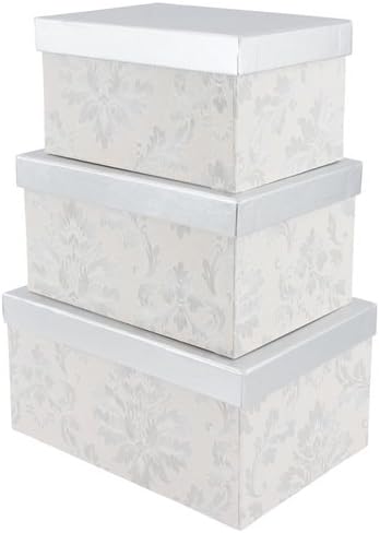 Amazon.de: 3'er Set Geschenkbox, Silber, Florales Design