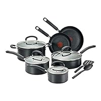 T-fal C561SC Titanium Advanced Nonstick Thermo-Spot Heat Indicator Dishwasher Safe Cookware Set, 12-Piece, Black T-fal C561SC Titanium Advanced Nonstick Thermo-Spot Heat Indicator Dishwasher Safe Cookware Set, 12-Piece, Black
