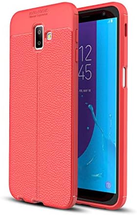 KISCO for Samsung Galaxy J6 Plus Case,Ultra-Thin Soft TPU Litchi Texture [Shockproof][Anti-Scratch] Protective Case for Samsung Galaxy J6 Plus-Red