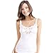 Ilusion 2032 - Women's Antistatic Satin Lace Detail Cami Slip (White, Size Medium 36)