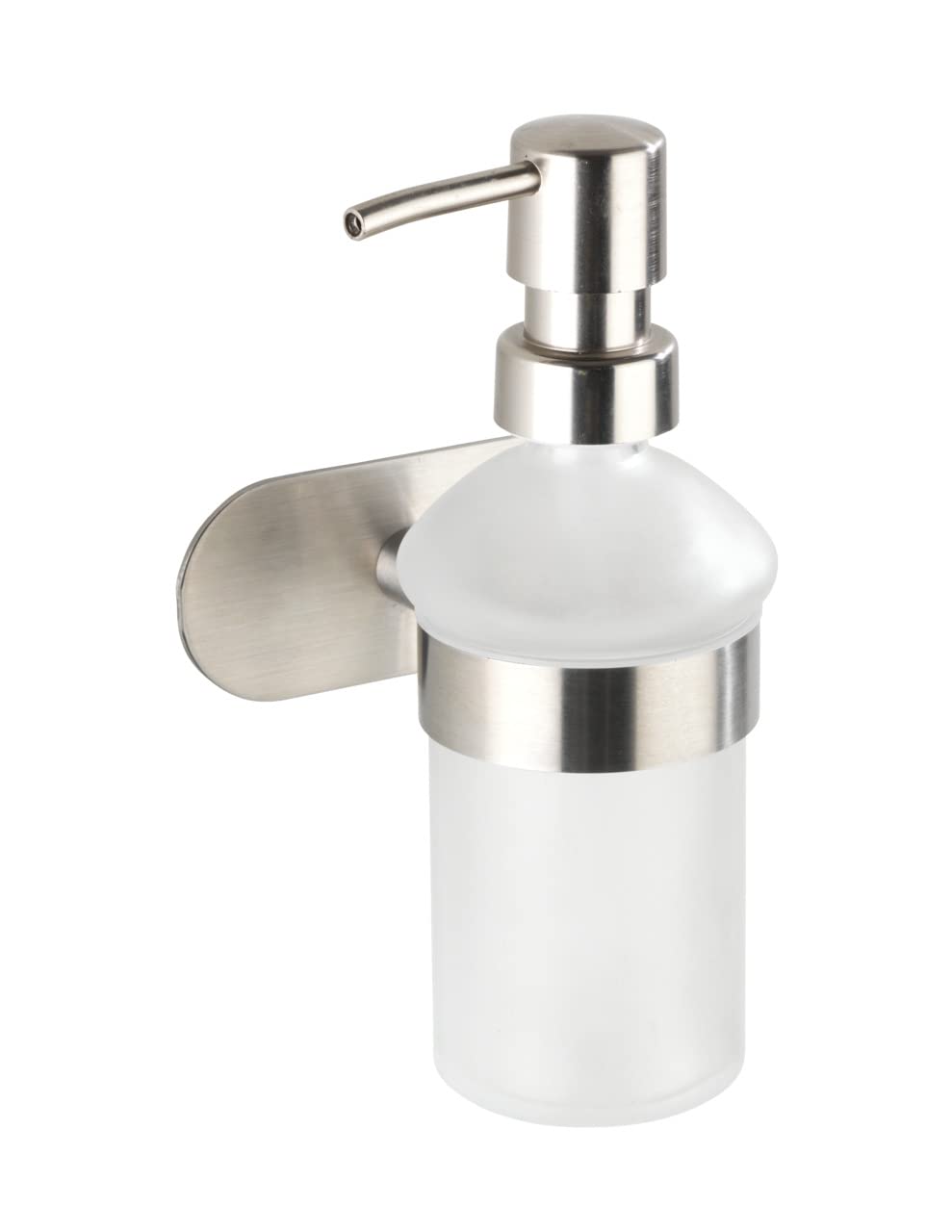WENKO Turbo-Loc® Orea Matte Stainless Steel Soap Dispenser - No Drilling Required - Capacity: 0.2 L - Rustproof Stainless Steel - 10 x 16.5 x 10.5 cm - Matte