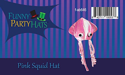 Squid Hat - Funny Fun and Crazy Hats in Many Styles - Funny Party Hats (Shiny Pink Squid Hat)