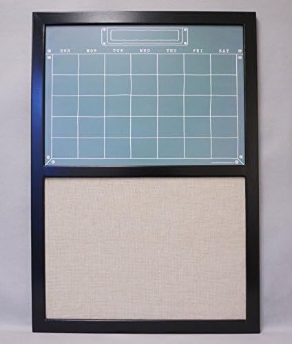 Green "Industrial Chalkboard" Whiteboard with Fabric Bulletin Board - Large Framed Wall Calendar Command Center