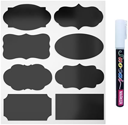 Chalkboard Label Stickers - 80 Premium Stickers for Jars, Small Size 3.5x1.9Inch+ 1 Erasable 3MM White Chalk Markers - Perfect Kitchen Mason Jars, Containers, File Folders, Gift Tag Labels