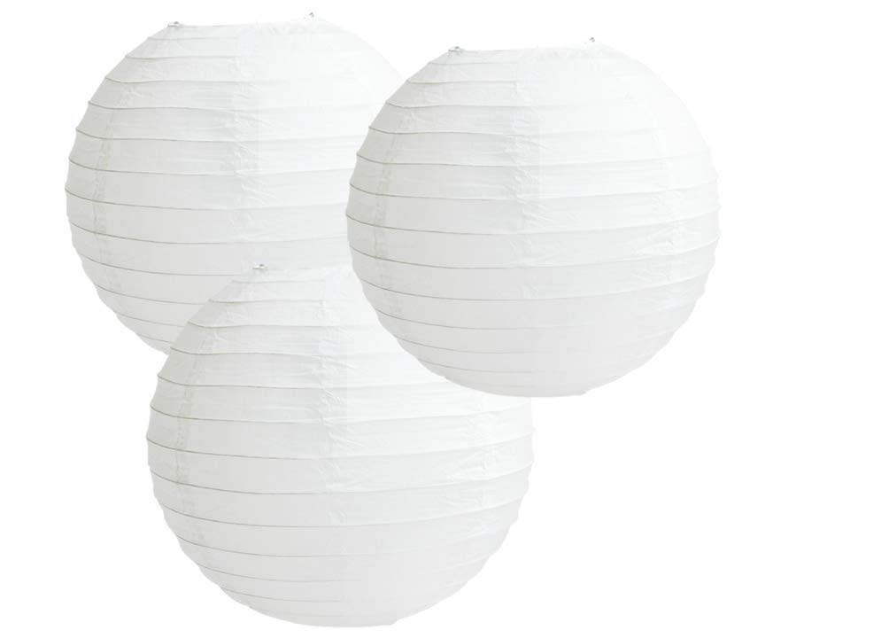 Pack of 3 Paper Lantern Lampshade Party Birthday Baby Shower Wedding Celebration Decoration 4"(10cm) -16"(40cm) (White, 4" (10cm))