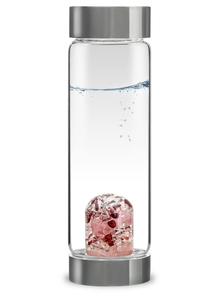 VitaJuwel ViA LOVE - Crystal Water Bottle with Rose Quartz, Garnet & Clear Quartz - Harmony, Affection & Affection