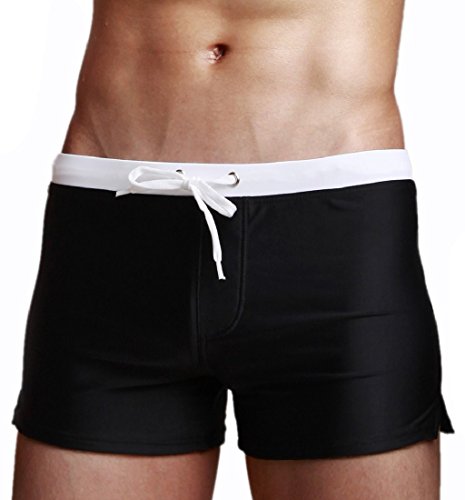 Swim shorts men,PHOTNO beach shorts mens Underpants beach swimwear trunks (XL, Black)