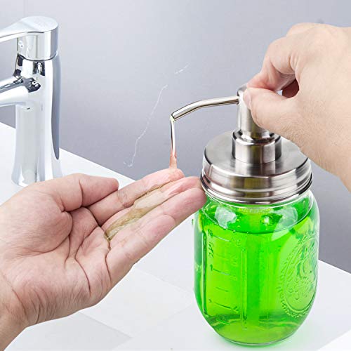 KEEGH Mason Jar Soap Dispenser Stainless Steel Lotion Dispenser Pump for Bathroom Kitchen Accessories (Sliver) - Thumbnail 2