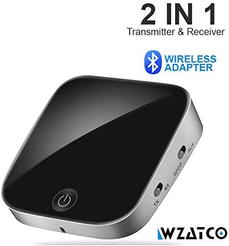 WZATCO Bluetooth Transmitter and Receiver Digital Optical SPDIF TOSLINK and 3.5mm Aux RCA Wireless Audio Adapter for TV/Home Stereo System (Black)