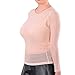 May&Maya Women's Long Sleeve Sheer Mesh Top (S, Beige)