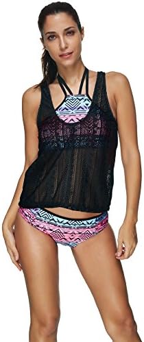 GAOLIM Swimsuit/Summer Female Split Swimsuit/Multiple Straits Split Swimsuit/Swimming Wading Sports Bathing Suit,Black,L