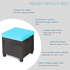 Tangkula 2 Pieces Outdoor Patio Ottoman, All Weather Rattan Wicker Ottoman Seat, Patio Rattan Furniture, Outdoor… 41Xb3V%2Bm ZL