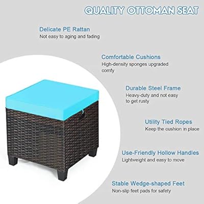 Tangkula 2 Pieces Outdoor Patio Ottoman, All Weather Rattan Wicker Ottoman Seat, Patio Rattan Furniture, Outdoor… 41Xb3V%2Bm ZL