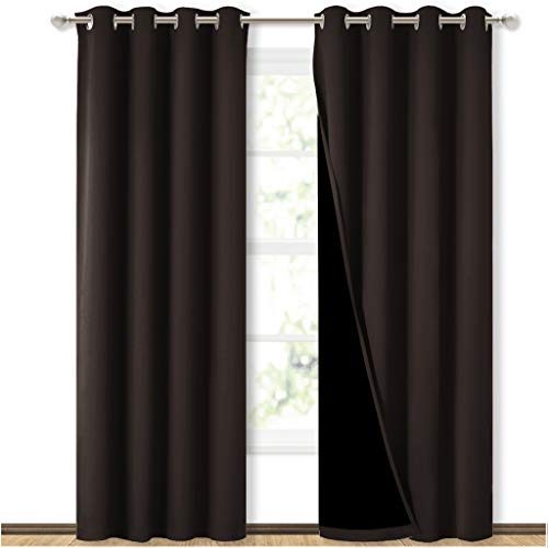 NICETOWN Heat Blocking 100 Blackout Curtains, Durable Black Lined