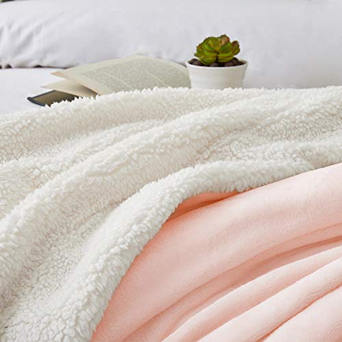 Walensee Sherpa Fleece Blanket (King Size 108”x90” Pink) Plush Throw