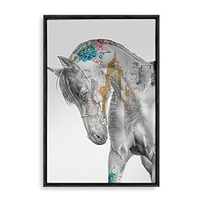Framed Canvas Home Artwork Decoration Animal Portrait Canvas Wall Art for Living Room, Bedroom - 16x24 inches