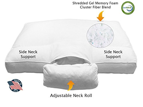 Best Cervical Orthopedic FULLY Adjustable Neck Support (ANS) Bed Sleeping Pillow with Shredded Gel Memory Foam Cluster Gel Fiber, FREE Coolmax Custom Fit Pillowcase / Made in USA - QUEEN PILLOW