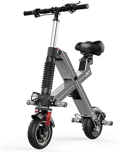 TONGS Electric Bike Electric Scooter Adult Folding Portable Mini Bicycle Aluminum Frame Double Shock Absorption Environmentally Friendly/Gray