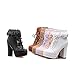 Susanny Womens Office Party Sweet Lolita Platform Chunky High Heel PU Lace up White Ankle Boots 7 B (M) US