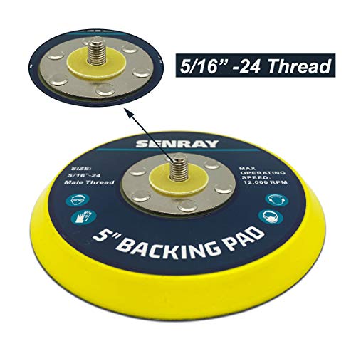 Senray 5 Inch DualAction Hook & Loop Molded Urethane Flexible Backing