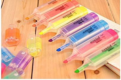 Thinkmax Office Fresh Large Capacity Candy Color Fragrance Fluorescent Highlighter Maker pen Pink 6/Pack