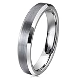 Three Keys Jewelry 4mm Women's Tungsten Wedding Ring Brushed Men's Wedding Band Engagement Ring