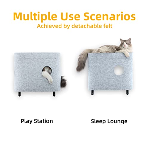 FUKUMARU Cat Shelf Furniture, MultipleLevel Cat House with Interactive