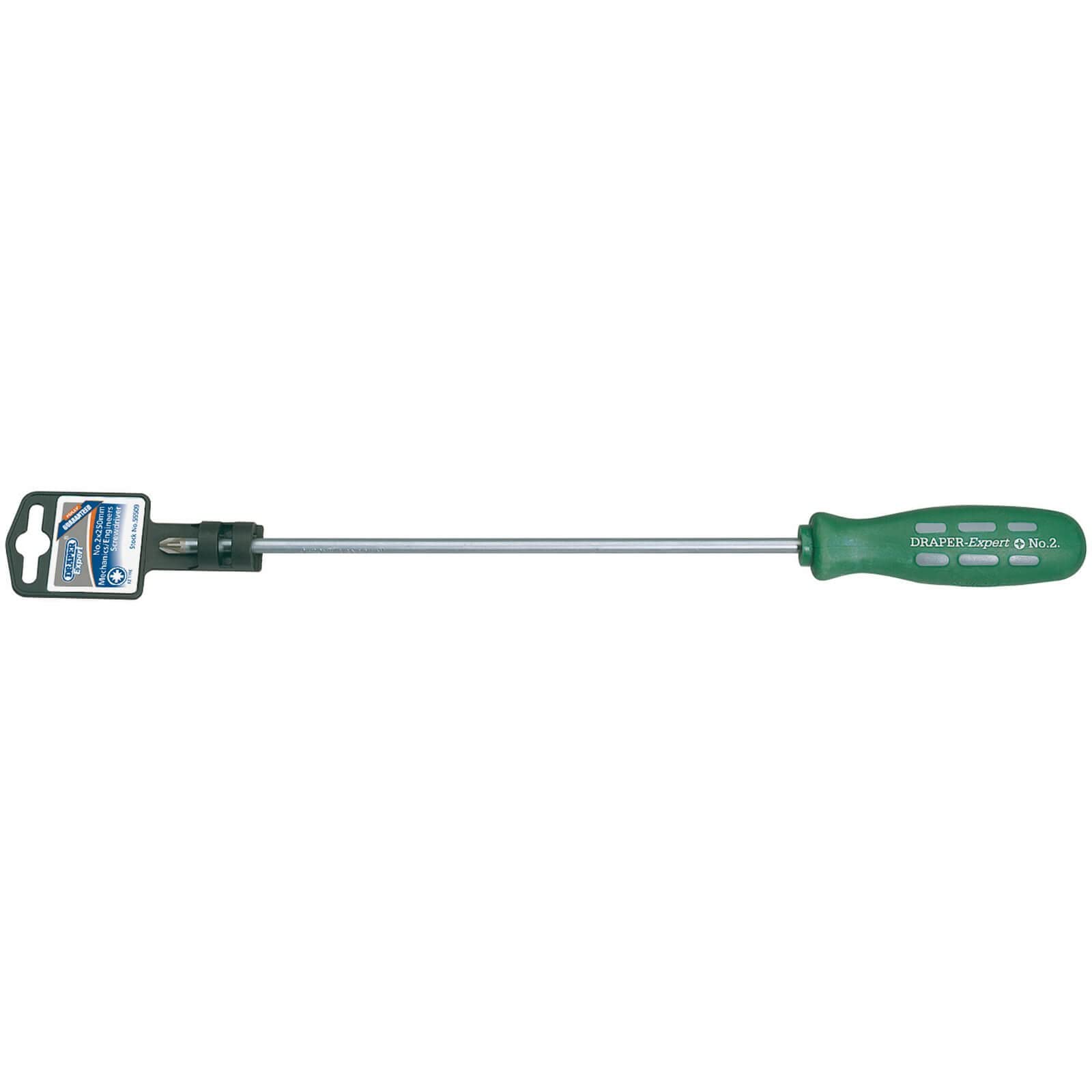 Draper 55509 Expert Number 2 PZ Type Long Mechanics Screwdriver, 250mm , Blue