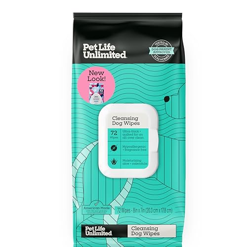 Pet Life Unlimited Cleansing Dog Wipes, Fragrance Free, 72ct