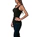 Sofra Women's Tank Top Cotton Ribbed Black X-Large