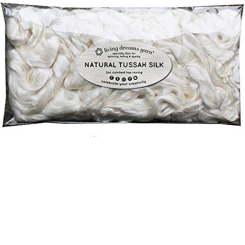 Tussah Silk Fiber for Soap Making, Spinning, Blending, Felting, Dyeing, and Paper Making. Premium Grade Extra Bleached White Combed Top Roving.