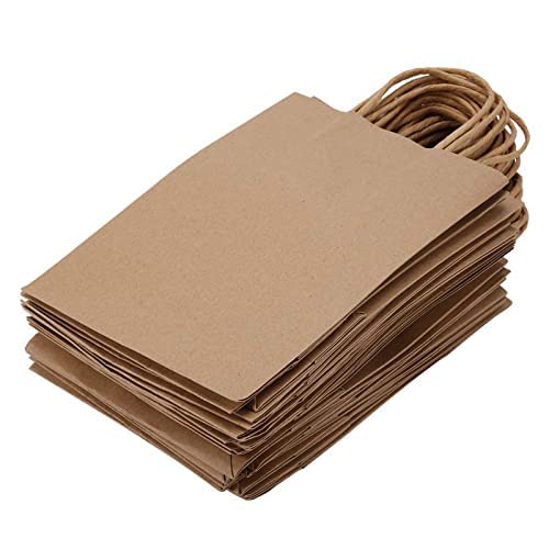 TOPINCN 25Pcs Kraft Paper Gift Bags Brown Paper Carrier Bag Candy Chocolate Favor Bag with Handle for Wedding Parties Shopping Birthday Anniversary