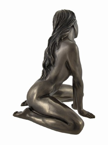 Bronzed Finish Nude Kneeling Woman Statue Sculpture Erotic Art