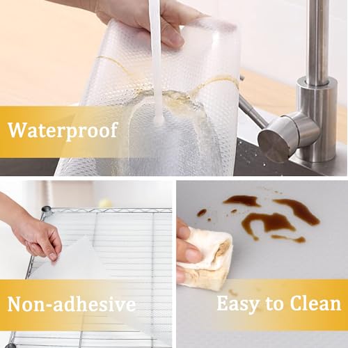 Shelf Liner for Kitchen, 45x1000cm Non-Adhesive Drawer Mats, Waterproof Strong Grip Oil-Proof Pantry Shelves Liners for Kitchen and Bedroom Large Shelves Cabinets (White_Dot)