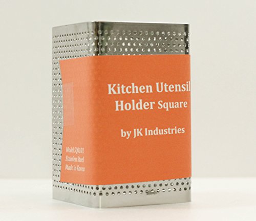 Small Kitchen Utensil Chopsticks Perforated Holder with Hooks - Stainless Steel Dishwasher Safe Small Square Caddy 2.5" X 3.9" X 2.5"