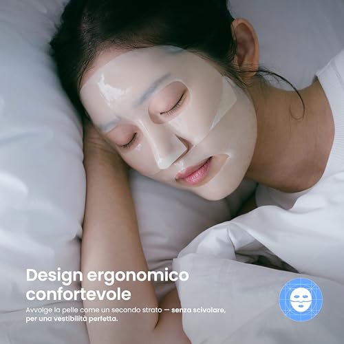 caraseoul Glowganic Pro Collagen Hydrogel Face Mask - Niacinamide (Vitamin B3) and Adenosine, Moisturizing and Brightening, Pore-Minimizing, Korean Skincare, Vegan, Night Face Masks [4 Pieces]