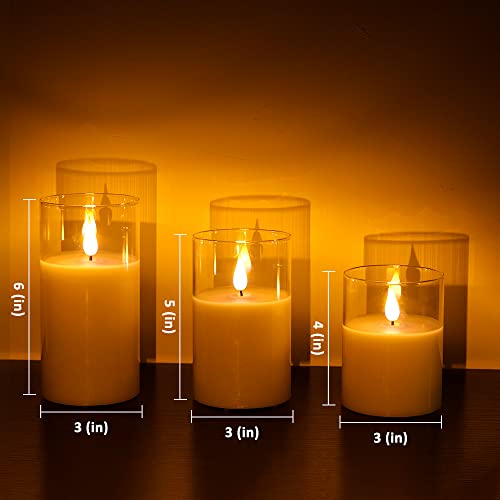 3 pcs Veladoras Recargables, Velas Led de Vidrio y Cera Real, Control | Veladora Eléctrica Sin Llama Grande con Control Remoto. Ideal para San Valentín, Navidad, Halloween, Cumpleaños y Decoración