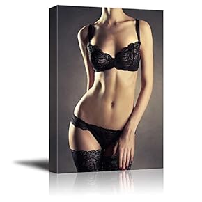 Canvas Prints Wall Art - Sexy Woman Body Art | Modern Wall Art Home/Pub/Bar Decoration Stretched Gallery Canvas Wrap Giclee Print & Ready to Hang - 12" x 18"